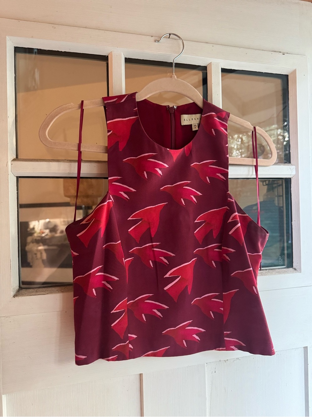 Elle Sasson Sparrow Print Crop Top